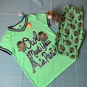 Girls justice three piece owl pajama set.